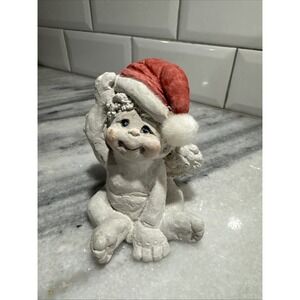 Vintage DREAMSICLES 1991 Baby Angel Cherub wearing santa hat - signed by Kristin